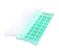 Bac à glaçons en silicone avec couvercle, 36 cubes flexibles empilables, cubes de 2,5 cm, bac de congélation multifonction pour boissons et aliments pour bébés (vert)