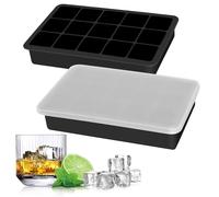 Bac à glaçons en silicone - Avec couvercle - Certifié (LFGB et sans BPA) - Empilable - 500 ml - 3,3 x 3,3 x 3,3 cm - Convient à un usage alimentaire - Peu encombrant