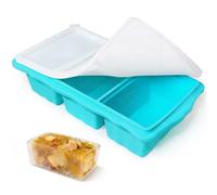 Bac à glaçons en silicone avec couvercle, grand bac à glaçons à 3 compartiments, bac de congélation, récipients de congélation empilables, pour conserver et congeler soupes, bouillons et sauces