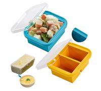 Bac à glaçons en silicone avec couvercle pour 2 tasses et 2 tasses - Pour stocker le bouillon, la sauce, la préparation des repas, des glaçons, du yaourt (bleu 1 + orange2)