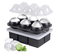 Bac à glaçons en silicone avec couvercle pour la congélation, grands moules à glaçons avec 6 compartiments pour un démoulage facile, bac à glaçons empilable pour whisky, cocktails, café, nourriture