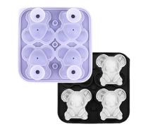Bac à glaçons en silicone | Bac à glaçons koala | Moule réutilisable à 4 grilles pour machine à glaçons | Outil de fête pour congélateur, café, whisky, bière, cocktail, bourbon