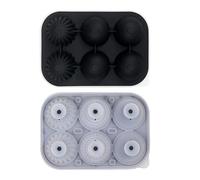 Bac à glaçons en silicone convivial avec 6 cavités rondes - Couvercle anti-fuite efficace - Entonnoir sans danger pour whisky, cocktails, roses et losanges