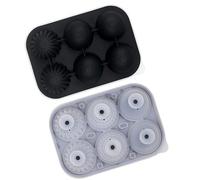 Bac à glaçons en silicone efficace et sûr - 6 grandes cavités rondes - Couvercle anti-fuite - Entonnoir pour cocktails, whisky, jus - Bac à glaçons en silicone