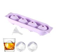 Bac à glaçons en silicone - Machine à boules à démoulage facile à 4 cavités | Moule rond avec entonnoir à couvercle - Refroidisseur sphérique réutilisable pour whisky, cocktails, jus de vin, bourbon,