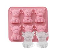 Bac à glaçons en silicone - Module de congélation à motif de vache Highlands, ensemble de formation de glaçons réutilisables à 6 emplacements, outil de refroidissement de boissons animales, cadre de m