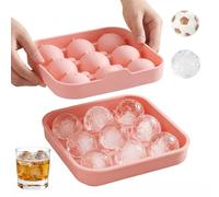 Bac à glaçons en silicone - Motif football - Avec couvercle - Sans BPA - Réutilisable - Rond - Pour boissons, anniversaire et fête de la Coupe du monde de football - Rose