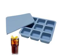 Bac à glaçons en silicone, moule à whisky, grand pour cocktail, anti-fuite, congélateur à 9 grilles avec couvercle pour congeler les aliments pour bébé, 22,1 x 22,1 x 4 cm, pour faire des glaces à la