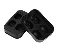 Bac à glaçons en silicone noir à quatre têtes de mort - Design multifonction - Créez une machine à glaçons unique - Pour les amateurs de whisky - Utilisation polyvalente - Idéal pour les boissons