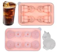 Bac À Glaçons En Silicone Pour Chat - Plateau De Congélation Flexible De Qualité Alimentaire, 4 Cavités En Forme De 3D, Moules À Glace, Machine À Rafraîchir Les Boissons Mignonnes, Outil Gadget