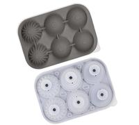 Bac à glaçons en silicone pour cocktails, jus - 6 cavités rondes - Grand bac à glaçons - Couvercle sécurisé avec entonnoir - Anti-fuite - Avec entonnoir