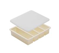 Bac à glaçons en silicone pour cuisine moderne, 4 grands compartiments, couvercle sécurisé pour garder la glace et libérer les glaçons