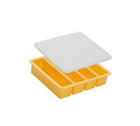 Bac à glaçons en silicone pour cuisine moderne, 4 grands compartiments, couvercle sécurisé pour garder la glace et libérer les glaçons