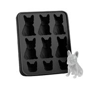 Bac à glaçons en silicone pour whisky, motif bouledogue français, 9 compartiments, antiadhésif de qualité alimentaire, gadget de cuisine incassable pour maison, fête, restaurant, camping