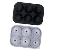 Bac à glaçons en silicone robuste avec 6 grandes cavités rondes - Couvercle anti-fuite - Entonnoir sûr pour whiskies