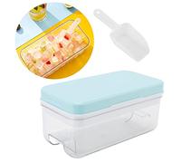 Bac à Glaçons en Silicone, Stockage Empilable, sécurité Alimentaire, Utilisation Large, Bonne étanchéité, Moule à Glaçons avec Boîte de Stockage de Glace pour Cocktails (Bleu)