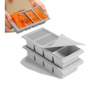 Bac à glaçons extra large en silicone avec couvercle, 2 pièces. Grand bac à glaçons pour 8 portions de 1 tasse. Idéal pour conserver soupes, bouillons et sauces. (Gris)