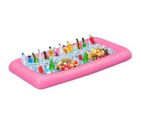 Bac à glaçons gonflable pour fêtes de piscine (rose) - Accessoire de fête de piscine, buffet, salade, nourriture et boissons, plateau pour fête, pique-nique et camping - 130 x 60 x 12 cm