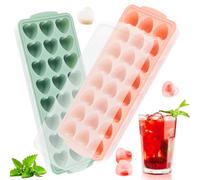 Bac à Glaçons, Lot de 2 Moule à Glaçons avec Couvercle, Bacs à Glaçons en Silicone, Silicone Facile à Démouler Moule Glaçons en Forme de Cœur pour Whisky, Cocktails, Glaces, Fruits