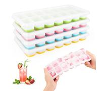 Bac à Glaçons, Lot de 4 Moule à Glaçons Silicone avec Couvercle, RISVOWO Ice Cube Tray Empilable, Carrés Bac Congelation, Glacon Moule Reutilisable pour Whisky, Cocktail, Glaces, Boissons(Multicolore)