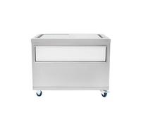 Bac à glaçons mobile 109 L Inox Argenté avec roulettes et couvercle fendu