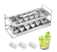 Bac à glaçons pour congélateur - 2 niveaux en acier inoxydable avec levier de déverrouillage pour un retrait facile des cubes, outil de cuisine avec design empilable, pour fournitures de réfrigérateur