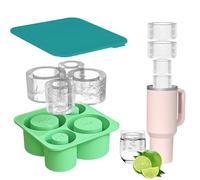 Bac à glaçons pour Stanley Cup, bac à glaçons en silicone à 4 compartiments avec couvercle, pour Stanley, grand bac à glace cylindrique, bac à glaçons pour Stanley Ice Cube Mold (sans BPA, vert)