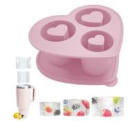 Bac à glaçons pour tasse Stanley de 50,8 cm, 76,2 cm, 1,2 l, 3 cavités en forme de cœur, moules en silicone pour whisky, cocktails, chocolat, glaçons, bonbons (rose)