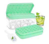 Bac à Glaçons Silicone - 56 Compartiments, Moule à Glaçons avec Couvercle, Ver, Anti-Fuite, Démoulage par Pression, Sans BPA, pour Boissons, Cocktails, Whisky, Café, Fruits