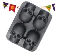 Bac à glaçons Tête de Mort | Moule en silicone Halloween 4 cavités, bac à glaçons tête de mort et os effrayants pour boissons horrifiques, fêtes d'Halloween ou fêtes de hurlements