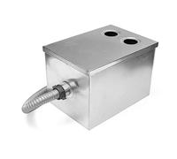 Bac à graisse, 350 * 250 * 250mm acier inoxydable Double entrée piège à graisse intercepteur huile eau séparateur accessoires de cuisine traitement des eaux usées, Filtration Efficace