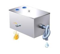 Bac à Graisse sous Evier, 25L Bac Separateur Graisse en Acier Inoxydable Séparateur de Graisse Sous Evier avec 2 Entrées Supérieures pour Cuisine Restaurant 40x25x25cm