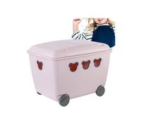 Bac À Jouets En Plastique À Roulettes Panier-Coffre De 55 L Oursons Roses