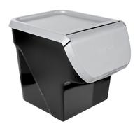 Vilde Boîte de rangement alimentaire 13 L – couvercle amovible et rabat – Noir/Gris