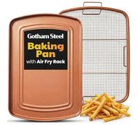 Bac à légumes Gotham en acier pour four, bac et panier antiadhésifs en cuivre, 2 pièces, comme on le voit à la télévisionTaille familiale XXL 16.5 » x 12.5 »