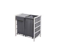 Bac à linge MENDLER HWC-B60, bois massif 60x60x33cm 68l blanc miteux, couvercle gris Blanc G