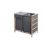 Bac à linge HWC-B60, bois massif 60x60x33cm 68l brun clair, couvercle gris