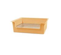 Bac à litière à 2 étages avec protection de clôture, pot en plastique et métal résistant à la mastication pour furets/cochons d'Inde (jaune)