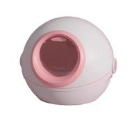 Bac à litière Arrondi for Chats d'intérieur, bac à litière Extra Large, bac à litière fermé sans Odeur et Anti-Fuite avec Pelle à litière(Pink)