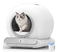 Bac à litière auto-nettoyante pour chat - 65 l - Avec sac poubelle - Contrôle par application - Désodorisant - Sûr - XXL - Pour plusieurs chats - Blanc