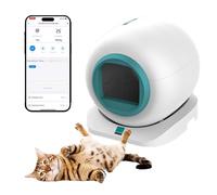 Bac à LitièRe Automatique, Bac à LitièRe Extra Large De 65 L avec ContrôLe par Application, Toilettes Intelligentes FerméEs pour Chat avec Tapis pour Plusieurs Chats,Green