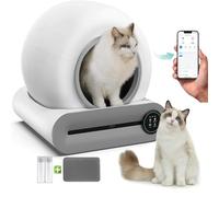 Bac à litière automatique pour chat avec autonettoyant, capacité de 65 L, contrôle par application, désodorisant ionique, idéal pour plusieurs chats, tapis de litière pour chat inclus
