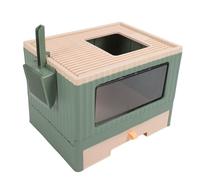 Bac à litière avec Couvercle - Bacs à litière fermés pour Chat - Pliable pour Un Transport et Un Nettoyage faciles - Le Type de tiroir d'entrée sur Le Dessus empêche Les (Green)
