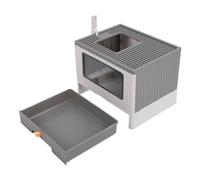 Bac à litière avec Couvercle - Bacs à litière fermés pour Chat - Pliable pour Un Transport et Un Nettoyage faciles - Le Type de tiroir d'entrée sur Le Dessus empêche Les (Gray)