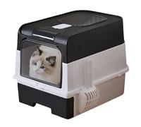 Bac à litière avec couvercle et pelle | Léger contrôle des odeurs tamisant et pliable - Toilettes d'angle d'intérieur faciles à nettoyer pour chatons et petits chats, peu encombrante