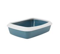 bac litiere pour Chat - Savic Iriz - Bleu - 50 cm - avec Rebord - Ouvert - Facile à Entretenir - 50x37x14 cm