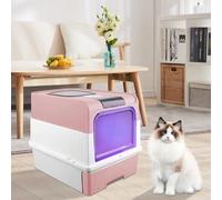 Bac à Litiere Chat Autonettoyante,Bac à litière Automatique pour Chat autonettoyant pour Chat et Lapin, avec 1 Sac déodorant,Facile à Nettoyer et rafraîchit l'air(48 * 35 * 36cm,Rose)