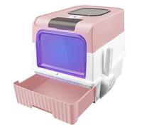 Bac à Litiere Chat, Maison de Toilette, bac litière, litière fermée Chat, Plastique (PP) sans BPA-48 * 35 * 36cm, Bac à Litière Stérilisé, Rose