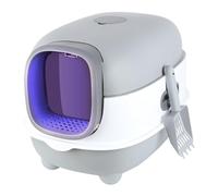 Bac à Litiere Chat,Maison de Toilette pour Chat,WC pour Chats avec Couvercle-avec des Rayons ultraviolets,Litière pour Chats-avec Sac désodorisant (sur Le Dessus) (a,Gris)