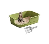 Bac À Litière Chat Ouverte - 49 X 13 CM | PP Anti-éclaboussures Bac À Litière avec Cuillère, Côtés Hauts Et Entrée Basse, pour Petits Animaux De Compagnie D'intérieur, Lapins, Faciles À Nettoyer